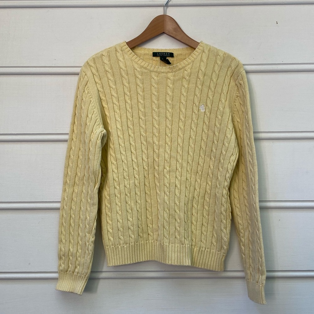 Lauren Ralph Lauren yellow cable knit sweater L